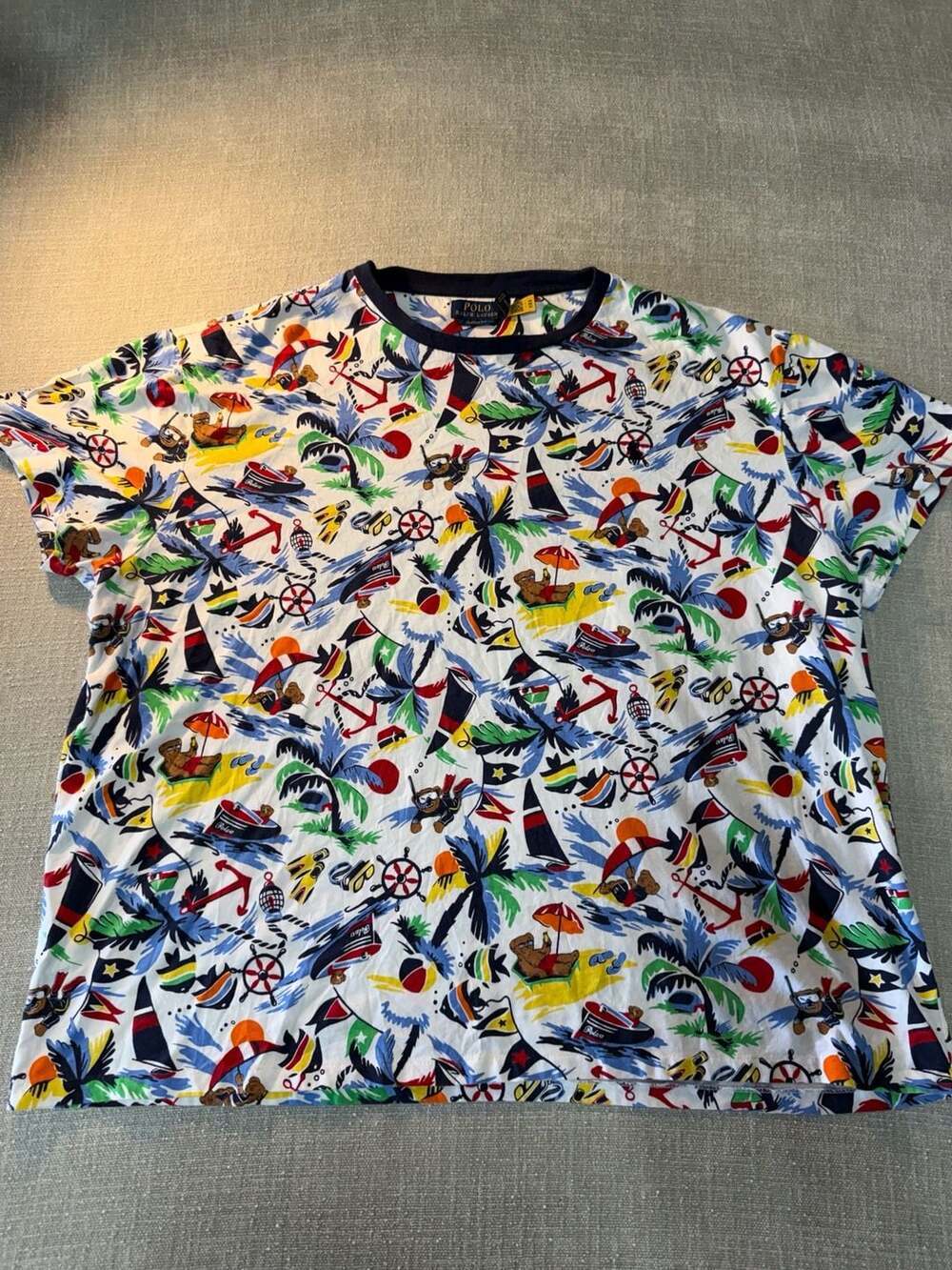 Polo Ralph Lauren Classic Fit Polo Bear Summer Beach All-Over Print T-Shirt XXL